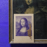 Mona - lisa - joconde - Da Vinci - De Vinci - portrait bitmap - affichette letterpress - Super Marché noir