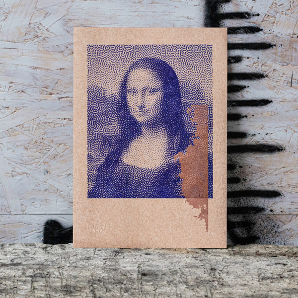 Mona - lisa - joconde - Da Vinci - De Vinci - portrait bitmap - affichette letterpress - Super Marché noir