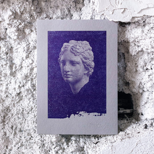 aphrodite child - venus - statue - hellenistique- portrait bitmap - affichette letterpress - Super Marché noir
