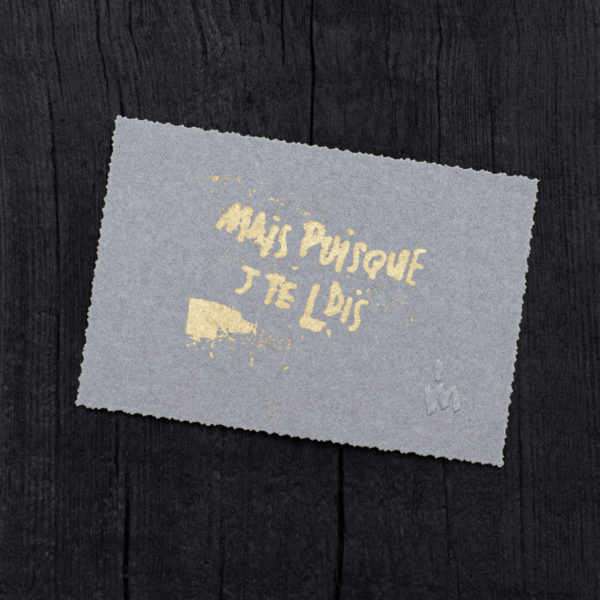 punchline - banalités - éléments de langage - punk - tempo - humour noir - parentalité - carte postale ancienne - crénelé - - letterpress - vert fluo - Super Marché noir